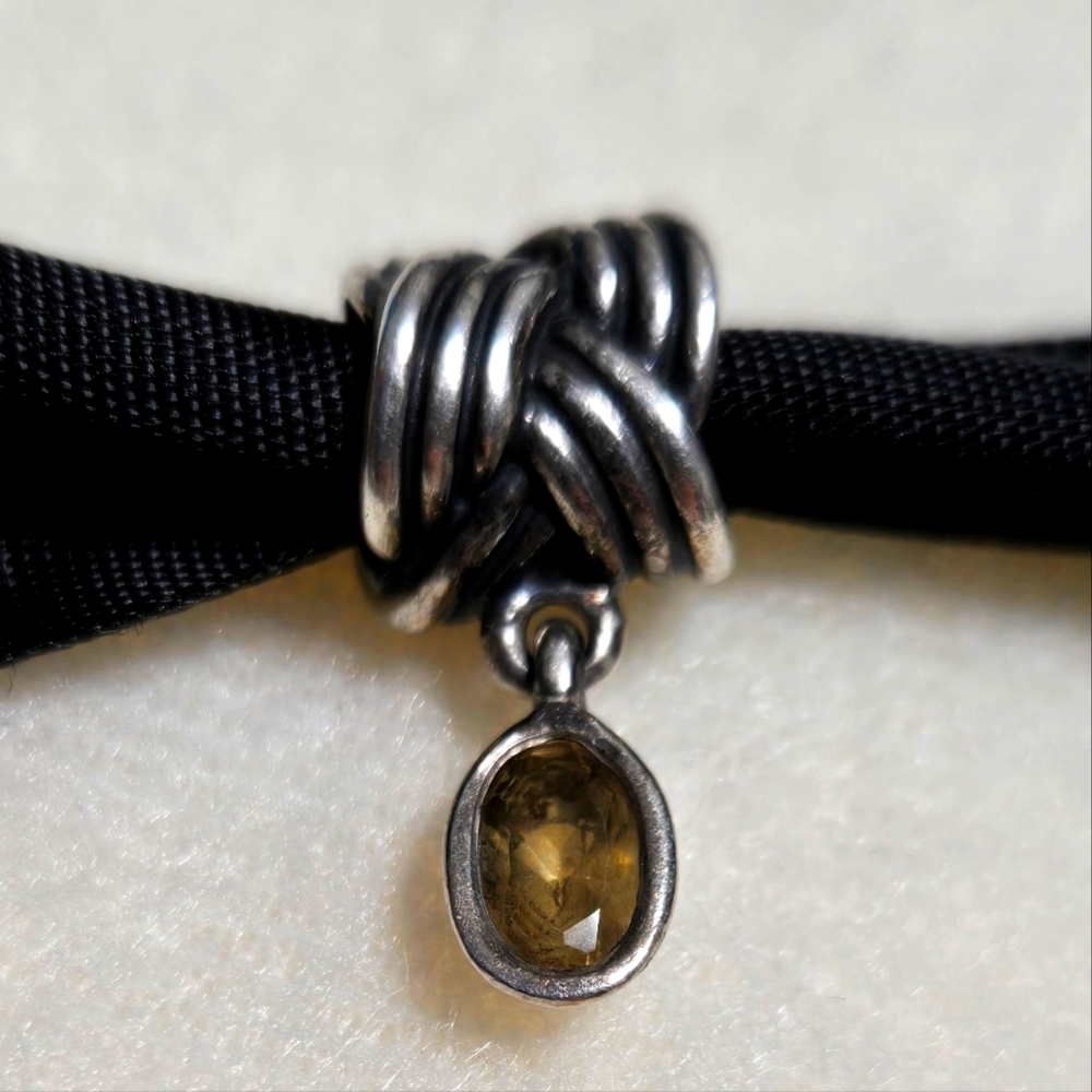 Pandora Retired Sterling Silver Tied Together Dangle with Bear Quartz - 790476BQ